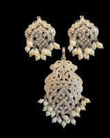 PS308 Shahreen silver plated pearl  pendant set ( READY TO SHIP )