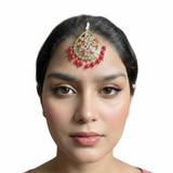 DJTK371 ✨ Ruby CZ Polki Gold-Plated Tika – Traditional Elegance ( READY TO SHIP )