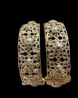 Azmah Gold-Plated CZ Polki Bangles (Set of 2) ( READY TO SHIP )