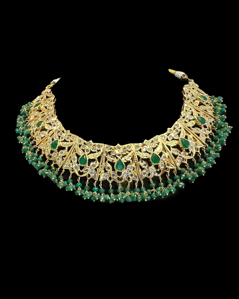 Aleezay necklace set in green  (SHIPS IN 4 WEEKS )
