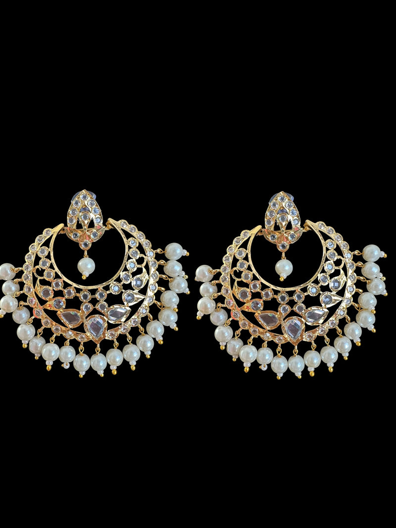 DER722 Noor chandbali in shell  pearls ( READY TO SHIP )