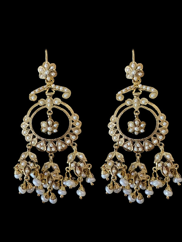 92.5 silver statement earrings in fresh water pearls- gold plated ( READY TO SHIP)