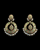 DER174P Reeba chandbali in emeralds (READY TO SHIP )
