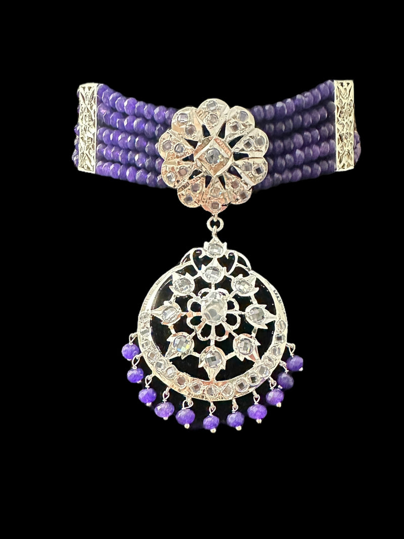 C511 Viya choker in amethyst beads ( READY TO SHIP )