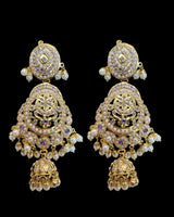 DLN135 Gold-Plated Jadau Rani Haar with Earrings – Medium Length - Purple ( READY TO SHIP )