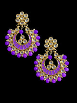 Kundan meena earrings - purple ( READY TO SHIP )