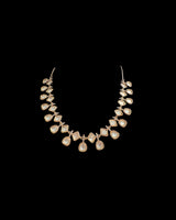 DNS509 Rose Gold Plated Polki Necklace Set – Lightweight Traditional Jewelry ( READY TO SHIP )