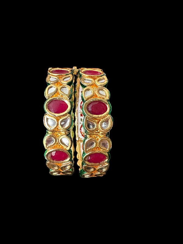 B178 Amelia kundan bangles in red / ruby  ( READY TO SHIP )