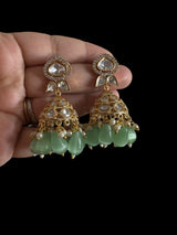 DER715 high quality polki earrings - light Green ( READY TO SHIP)