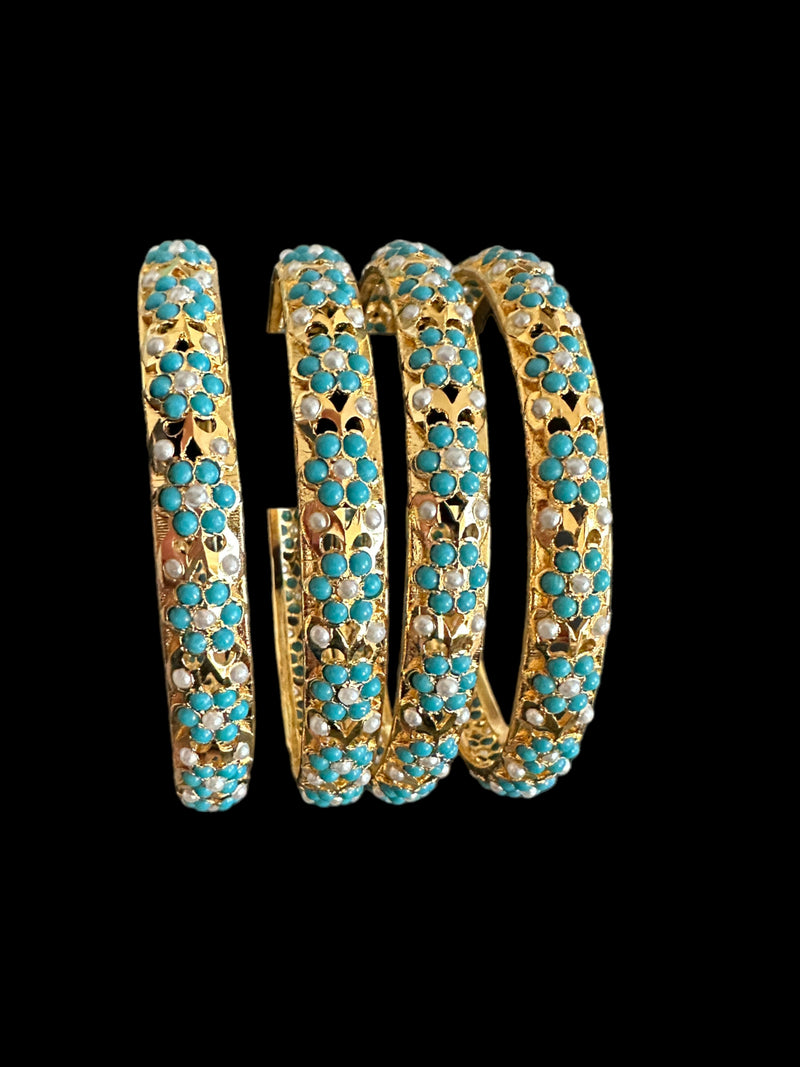B194 Amira turquoise and pearl bangles ( READY TO SHIP )