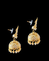ER14 Gold plated jadau jhumka in pearls ( READY TO SHIP )