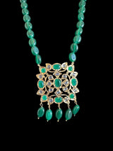 PS516 Bareeha Emerald Green Polki Pendant & Earring Set | Deccan Jewelry( READY TO SHIP )