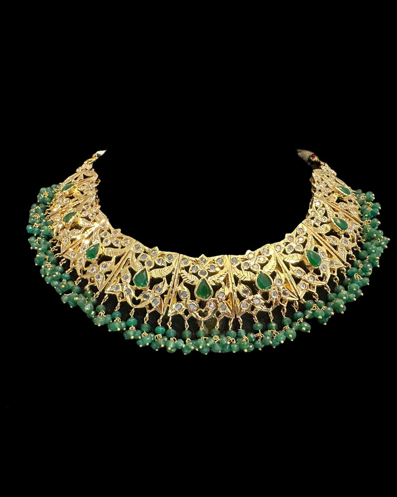 Aleezay necklace set in green  (SHIPS IN 4 WEEKS )