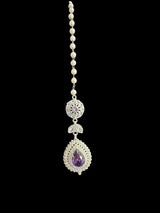 Sabina Cz bridal set in silver plating with purple  ( READY TO SHIP )