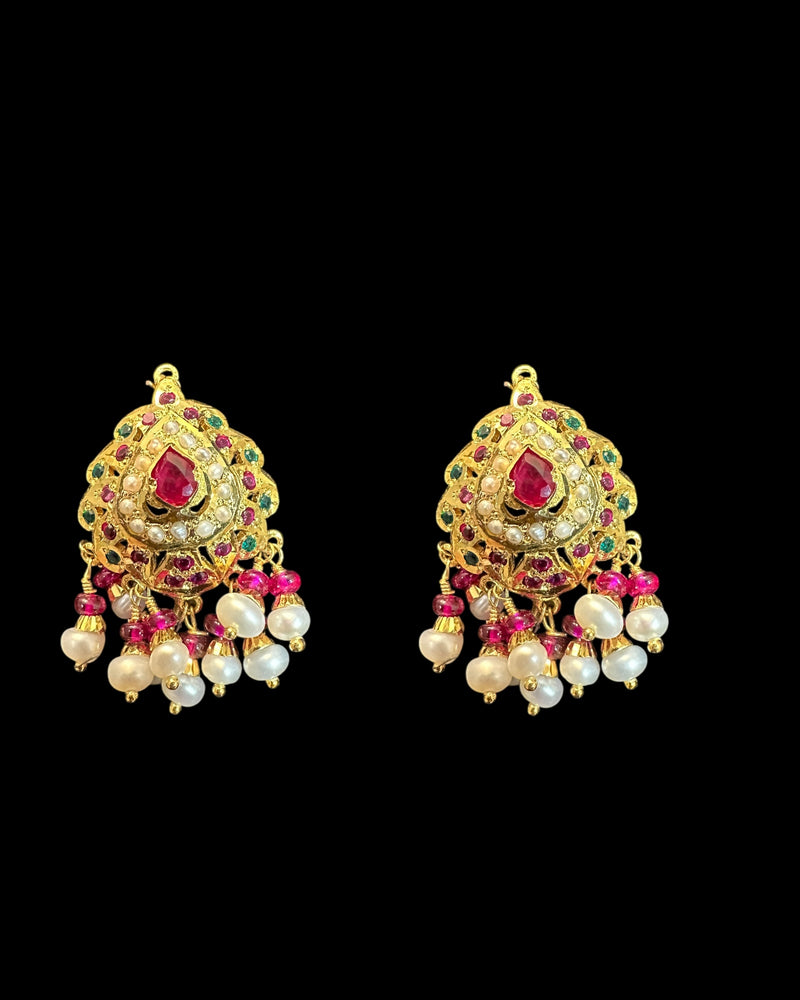 Ruby Emerald Pearl Pendant Set – Gold-Plated 92.5 Silver ( READY TO SHIP )