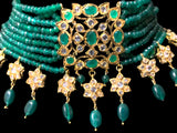 C515 Nayana hyderabadi choker set in green beads ( SHIPS IN 4 WEEKS )