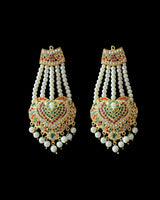 BR320 navratan jadau bridal set in shell pearls ( READY  TO SHIP)