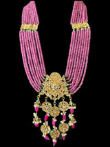 DLN104 Shahreen kundan rani haar in pink beads   ( READY TO SHIP)