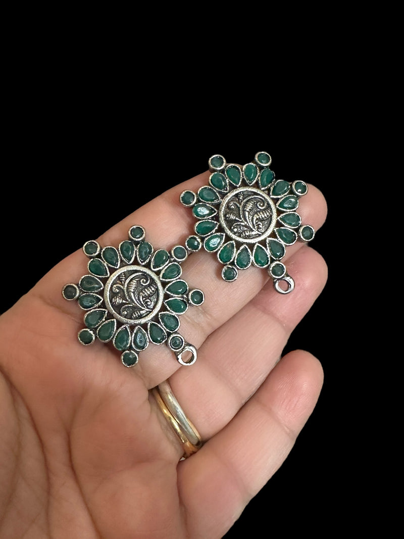 Silver plated studs - oxidized ( READY TO SHIP )