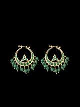 DER133 Hosna gold  plated chandbali - green  (READY TO SHIP)