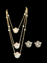 PS532 Eliza rose gold plated necklace and earrings in mother of pearl ( READY TO SHIP )