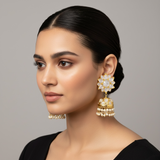 ER1 Gold plated Karan phool jhumka ( READY TO SHIP )