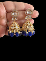 DER713  high quality polki earrings - Blue ( READY TO SHIP)