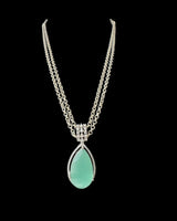 Cz pendant earrings set in mint with silver plating ( READY TO SHIP )