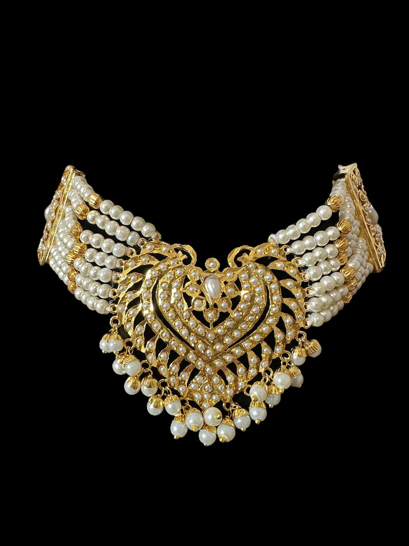 Insha pearl jadau bridal set in shell pearls ( READY  TO SHIP)