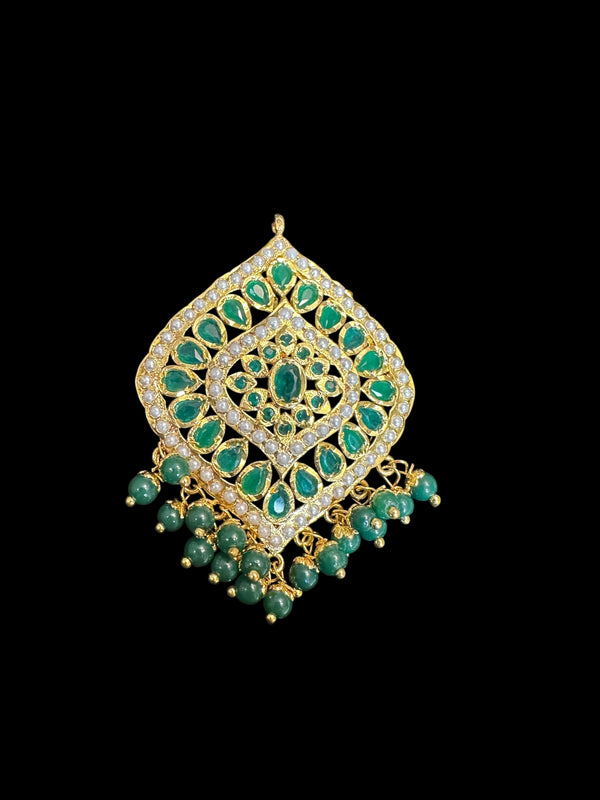 Jadau pendant earrings - Green   ( READY TO SHIP )
