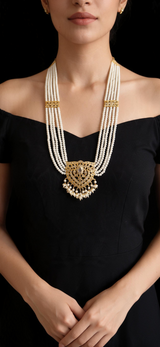 LN504 Ekta hyderabadi long necklace in pearls ( READY TO SHIP )