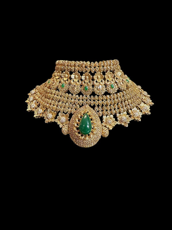 Mehtab bridal set in emerald ( READY TO SHIP )