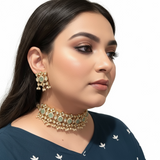 C589 Vedika polki choker in mint green ( READY TO SHIP)
