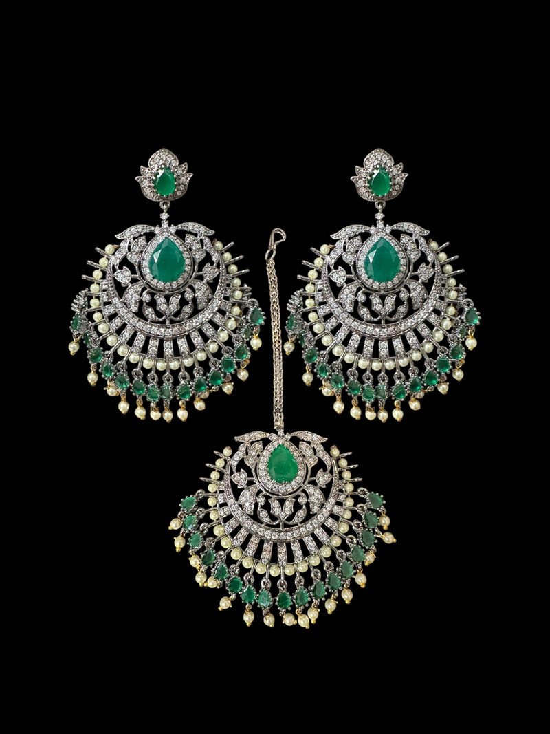 ERTK201 Victorian earrings tika - green ( READY TO SHIP )