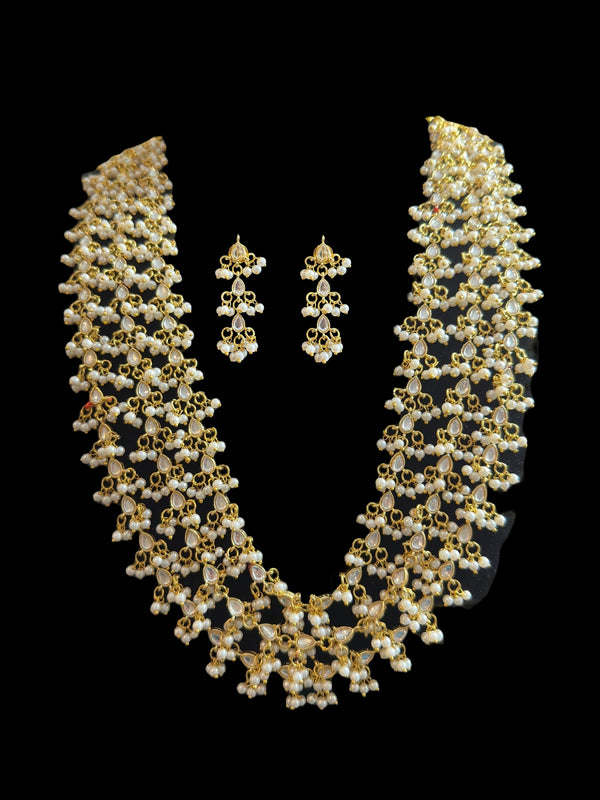 DLN100 Freya three layered kundan necklace with earrings ( READY TO SHIP )