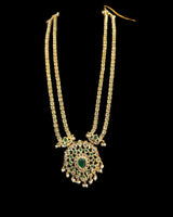 DLN130 Alvira Polki Rani haar with earrings in green ( SHIPS IN 3 WEEKS  )