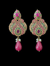 BR463  Deepa multicolor bridal cz necklace set with jhoomar tika ( READY TO SHIP )