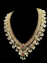 Safa guttapusalu  necklace set in rubies (READY TO SHIP )