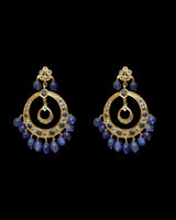 Tirmani Necklace Set with chandbali Earrings – 22K Gold-Plated Jewelry with Freshwater Pearls and sapphire 
 ( SHIPS IN 4 WEEKS  )