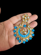 Kundan meena earrings - turquoise  ( READY TO SHIP )