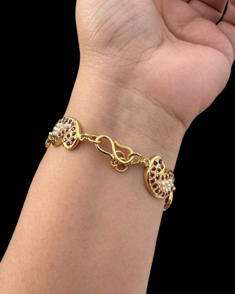 Ruby & Freshwater Pearl Gold-Plated Silver Bracelet ( READY TO SHIP )