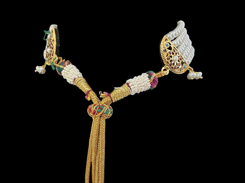 Navratan / Multicolored Jadau choker Set in Gold Plated Silver ( READY TO SHIP )