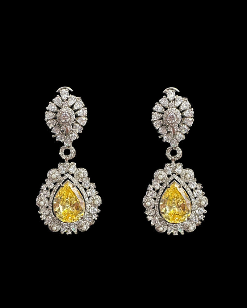 DER735 Cz earrings in silver plating - multiple color options ( READY TO SHIP )