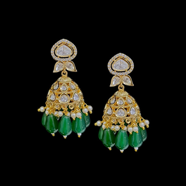 DER714  high quality polki earrings - Green ( READY TO SHIP)