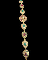 Ruby, Emerald & Pearl Gold-Plated Silver Bracelet – 92.5 Silver ( READY TO SHIP )