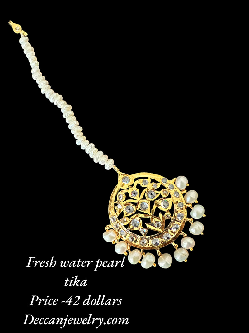 DJTK229 Mishal tika in fresh water pearls ( READY TO SHIP )