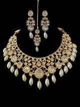 DNS196 Tanu polki necklace set with pearls ( SHIPS IN 4 WEEKS )
