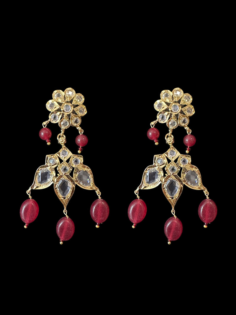 DLN105 Erica pathani haar with earrings in rubies  ( READY TO SHIP )