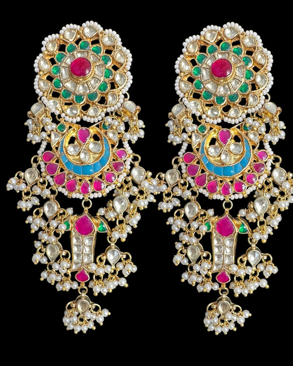 DER778 Maya pachi kundan multicolor statement earrings ( READY TO SHIP )