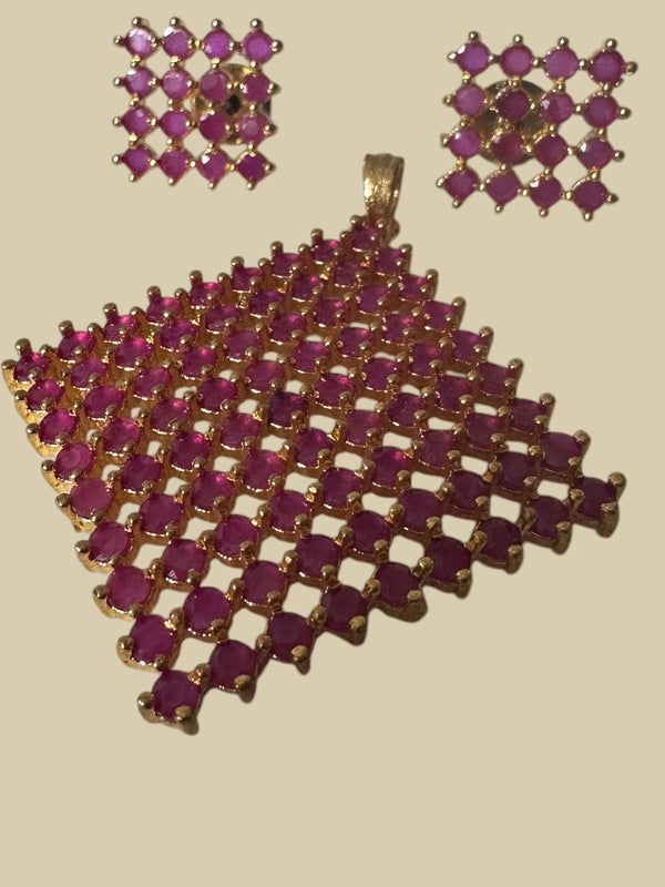Nandini  cz pendant with earrings  (READY TO SHIP )